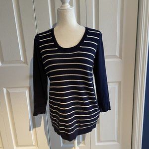 GAP Women's Navy Blue & White Striped Sweater 3/4 Sleeves Size Medium EUC